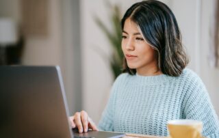 A student confidently answering questions during college admissions interviews.